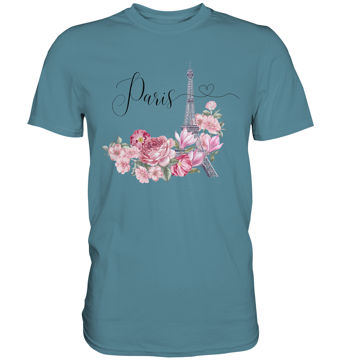 Paris, Eifelturm, Blumen rosa - Premium Shirt