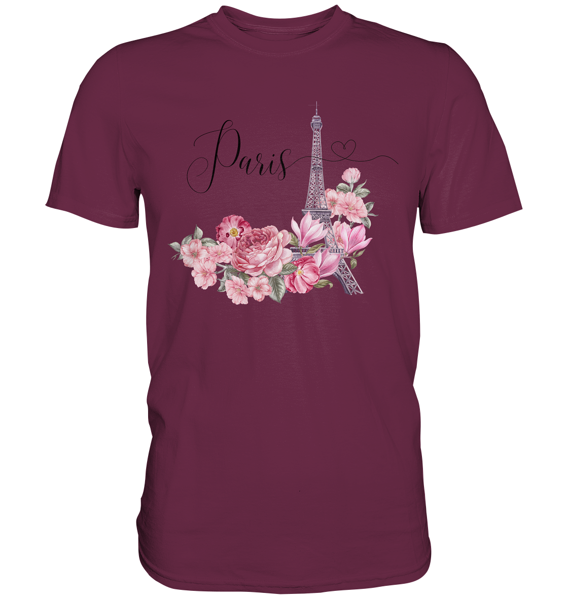 Paris, Eifelturm, Blumen rosa - Premium Shirt