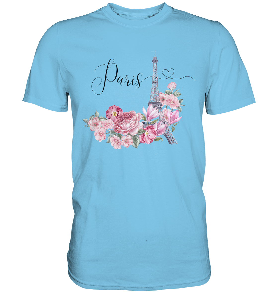 Paris, Eifelturm, Blumen rosa - Premium Shirt