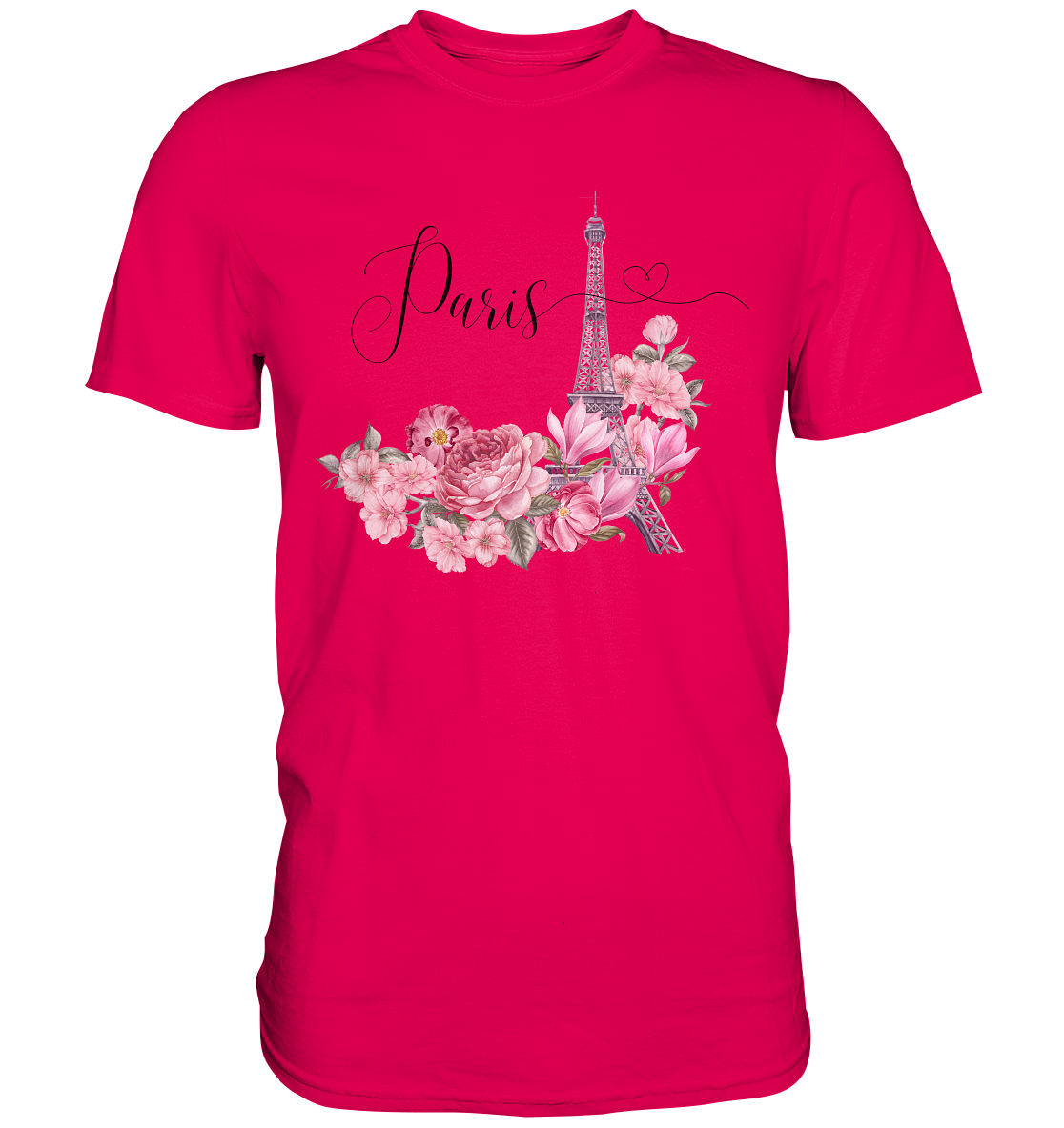 Paris, Eifelturm, Blumen rosa - Premium Shirt