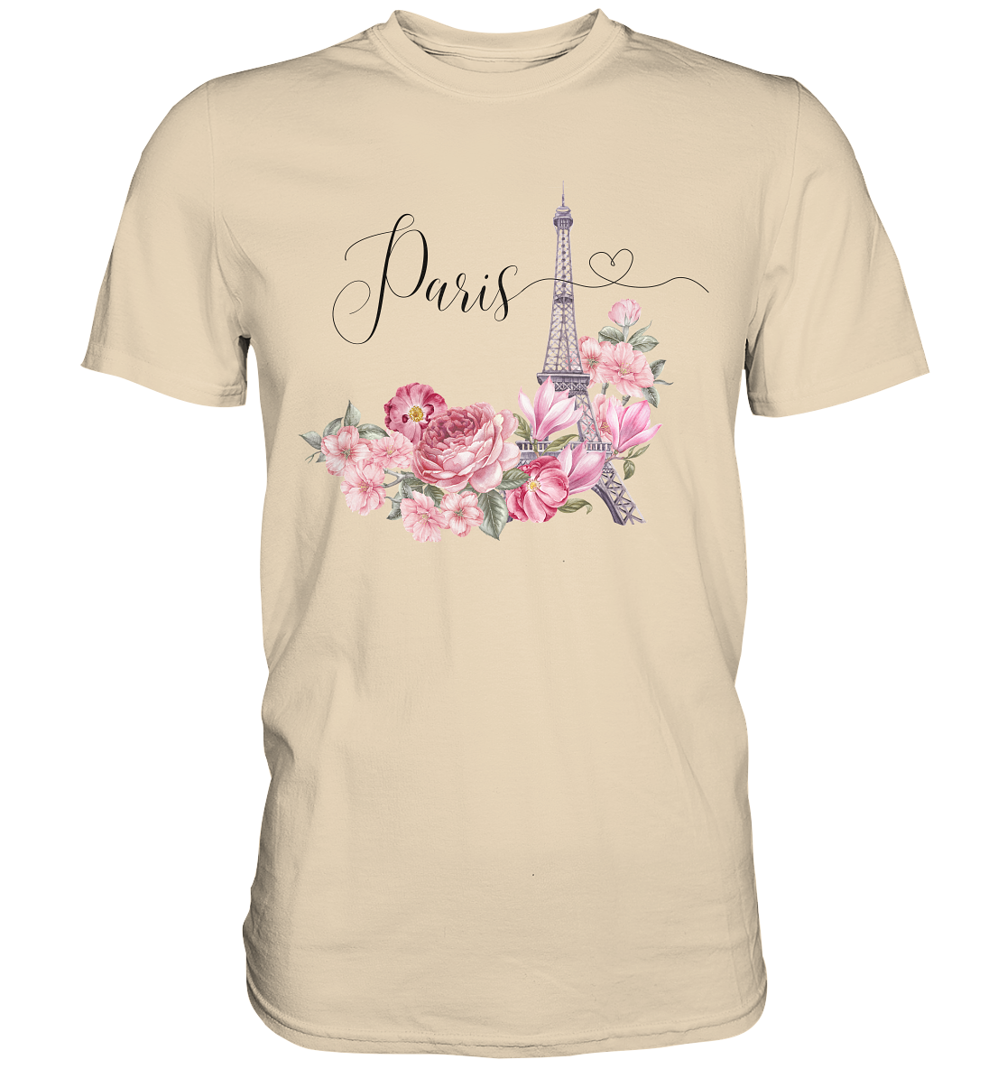 Paris, Eifelturm, Blumen rosa - Premium Shirt