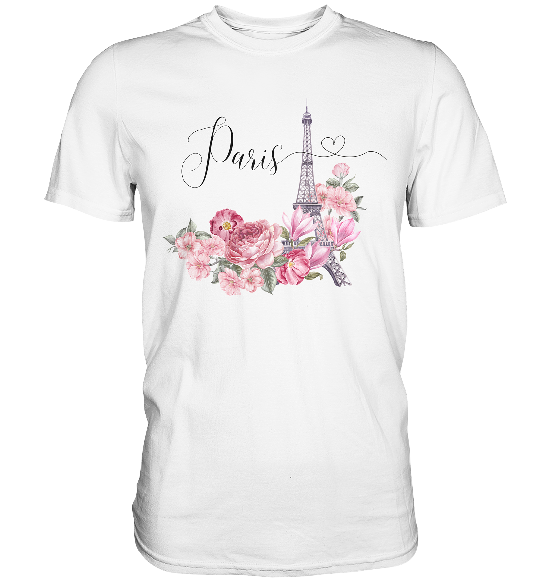 Paris, Eifelturm, Blumen rosa - Premium Shirt