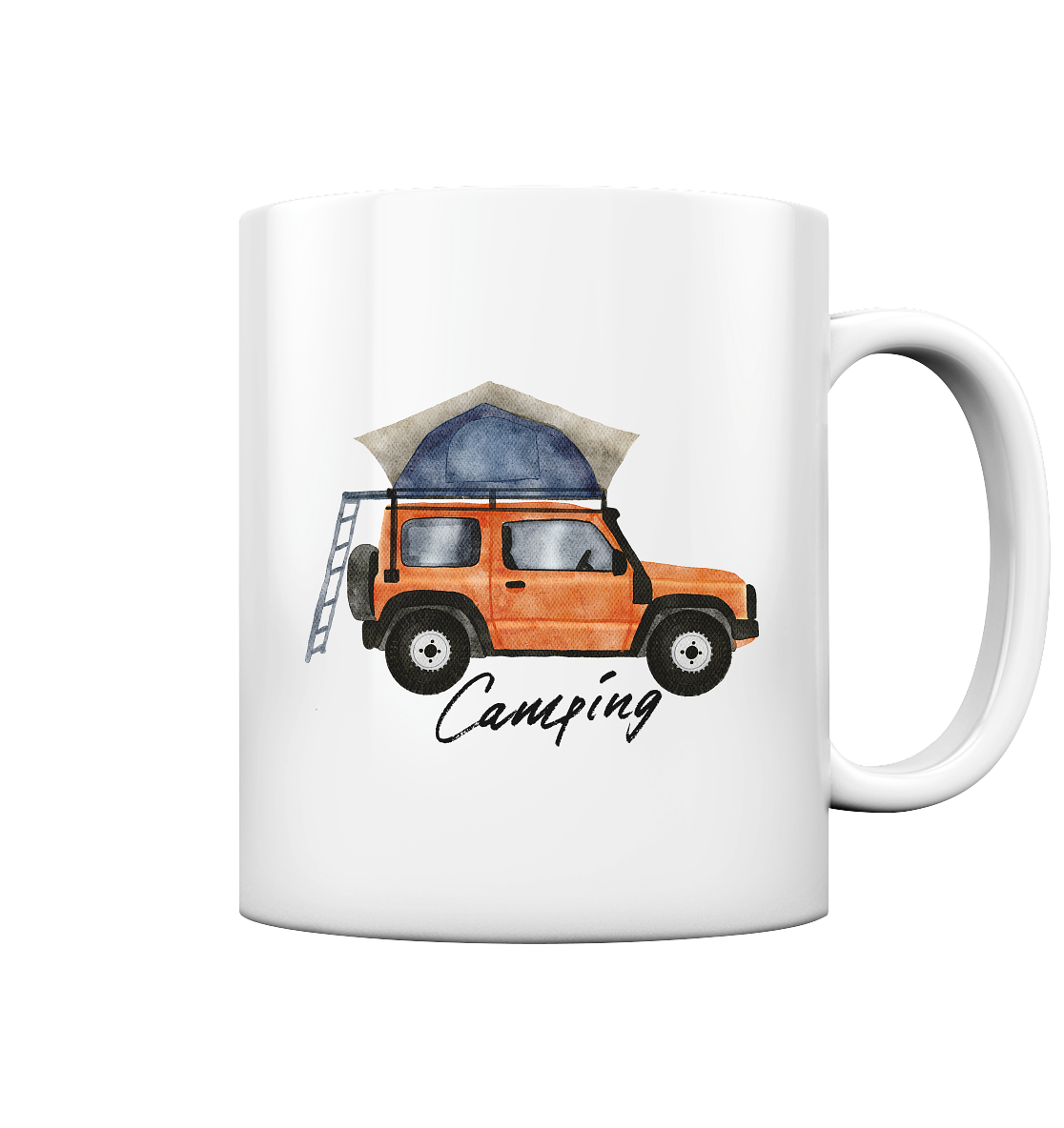 Camping, Dachzelt, Jeep - Tasse glossy