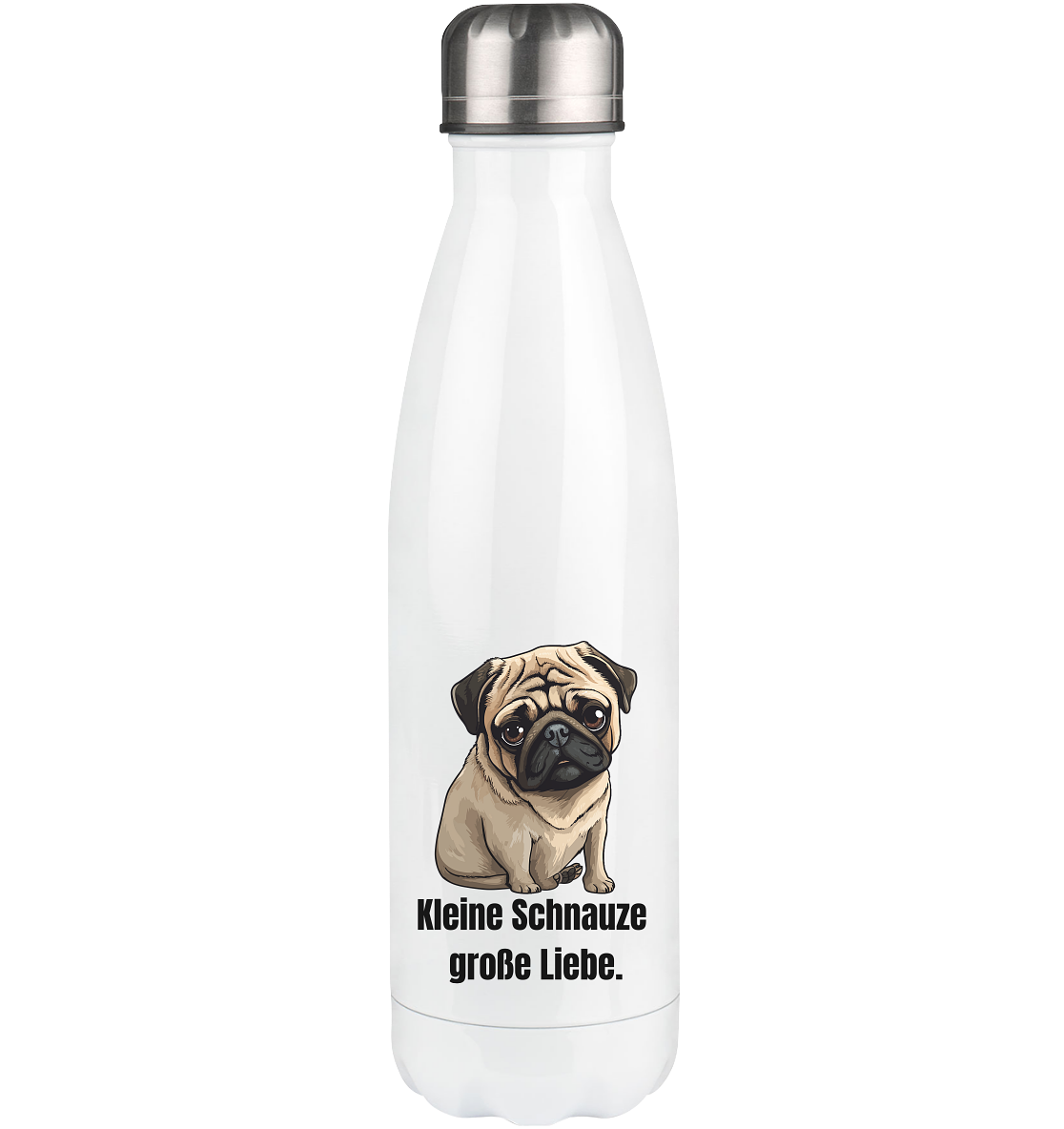 Kleine Schnauze, große Liebe, Mops - Thermoflasche 500ml