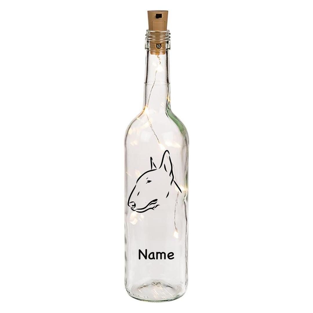 Leuchtflaschen Miniatur Bullterrier, individuell mit Name, Hund, Hunde,