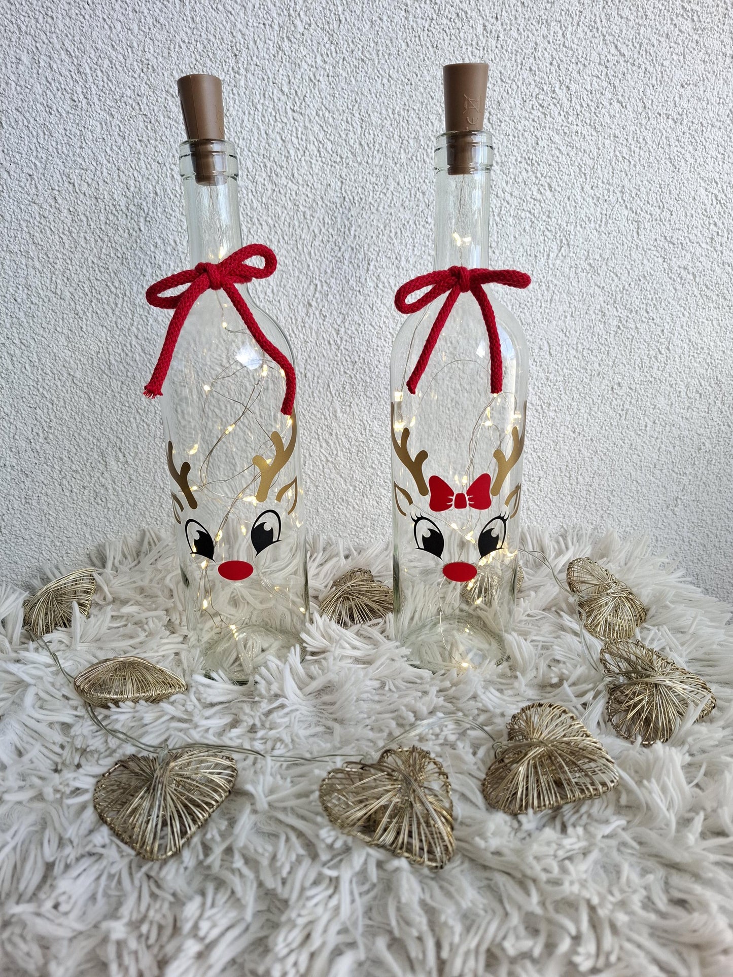 Leuchtflaschen mit Rentiermotiven Weihnachten, Advent