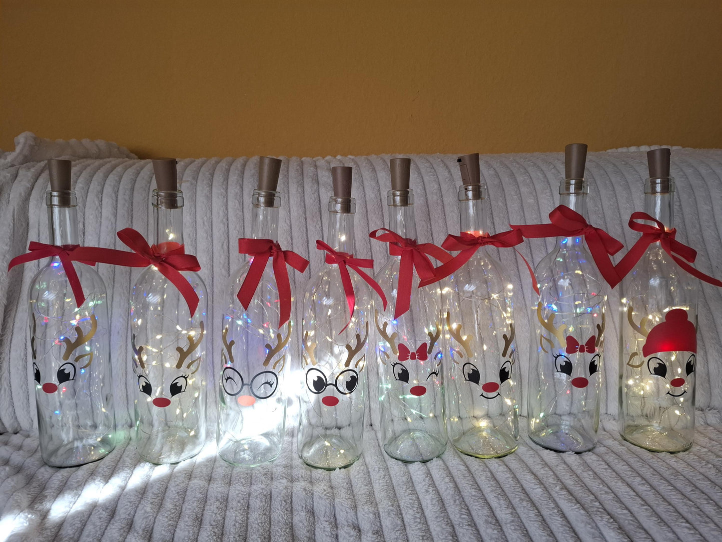 Leuchtflaschen mit Rentiermotiven Weihnachten, Advent