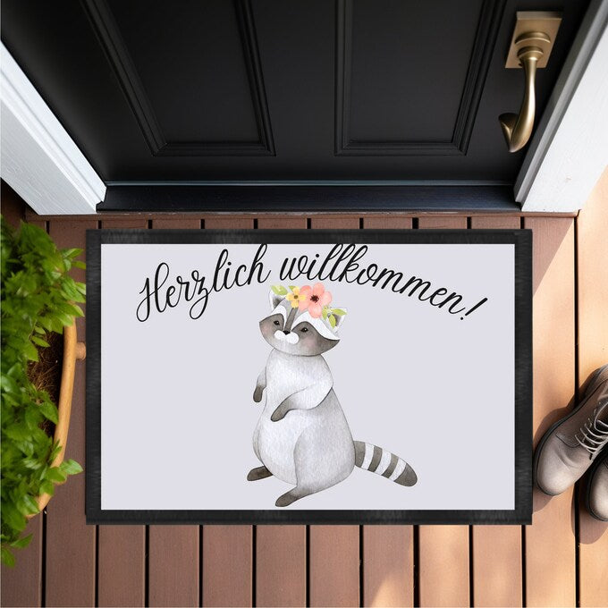 Waschbär, herzlich willkommen - Fußmatte 60x40cm