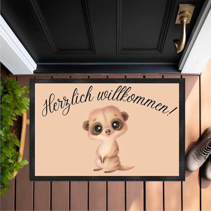 Erdmännchen, herzlich willkommen - Fußmatte 60x40cm