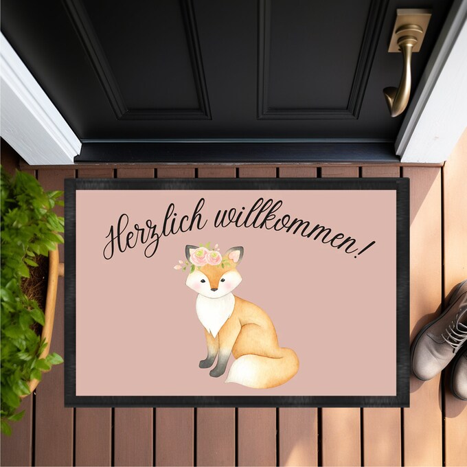 Fuchs, Herzlich willkommen - Fußmatte 60x40cm