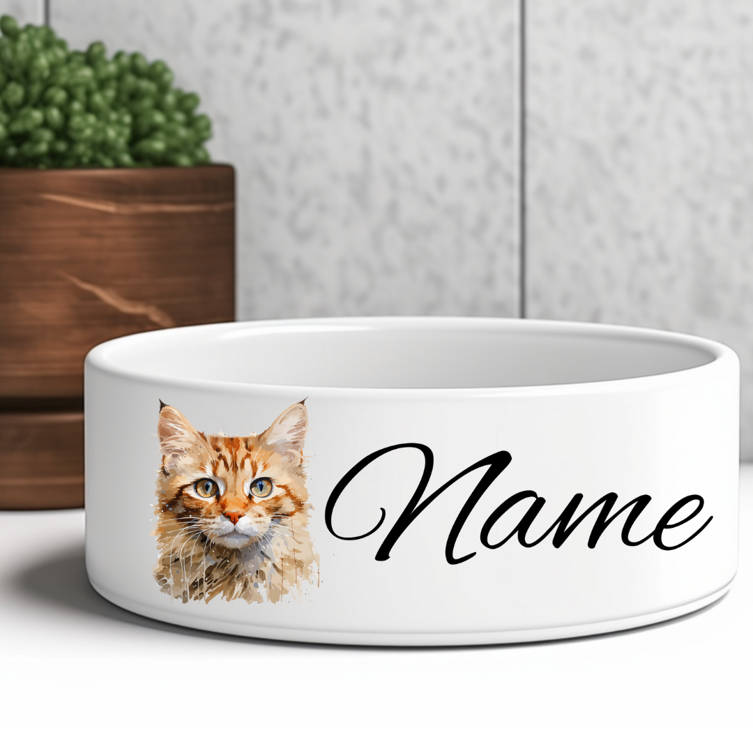 Keramik-Futternapf Katzen mit Motiv und Name