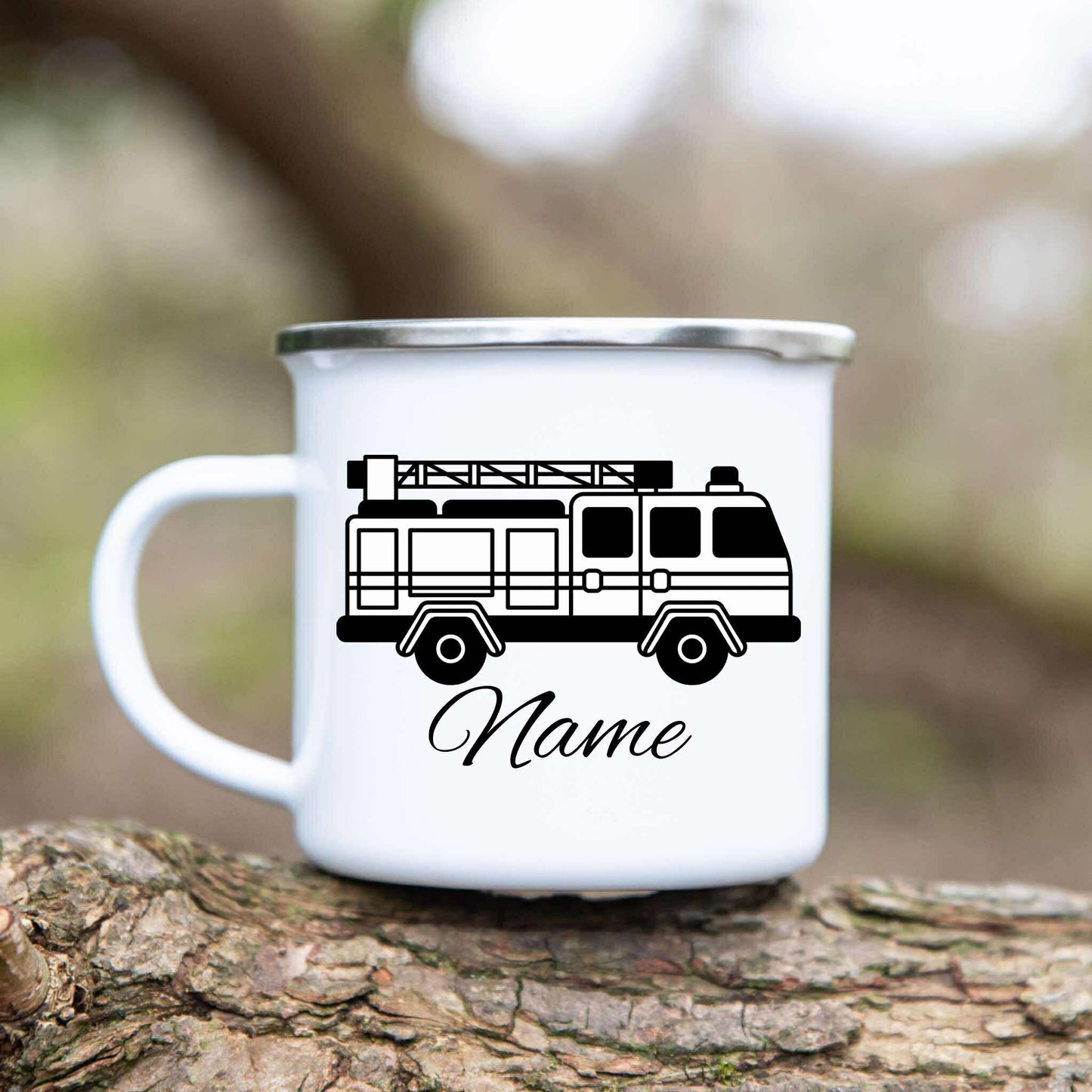 Feuerwehr - Emaille Tasse (Silber)