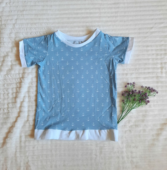 Größe 104 T-Shirt, hellblau, Anker, maritim