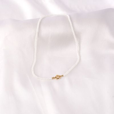 Line of Mini Pearls Edelstahl Halskette und Armband Set