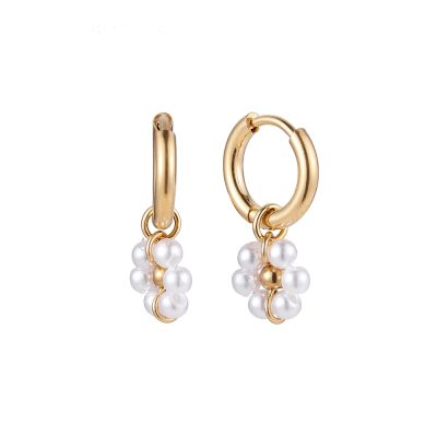 Pearl Flora Edelstahl Ohrringe 21mm