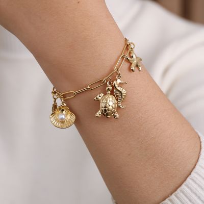 16cm Ocean Love Pearl stainless steel bracelet Armband