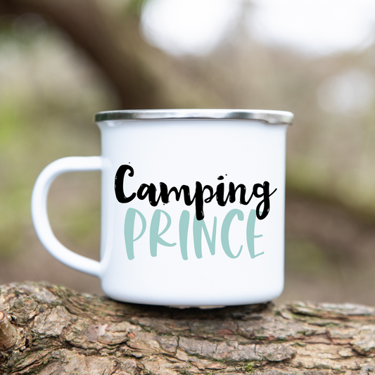 Camping prince - Emaille Tasse (Silber)