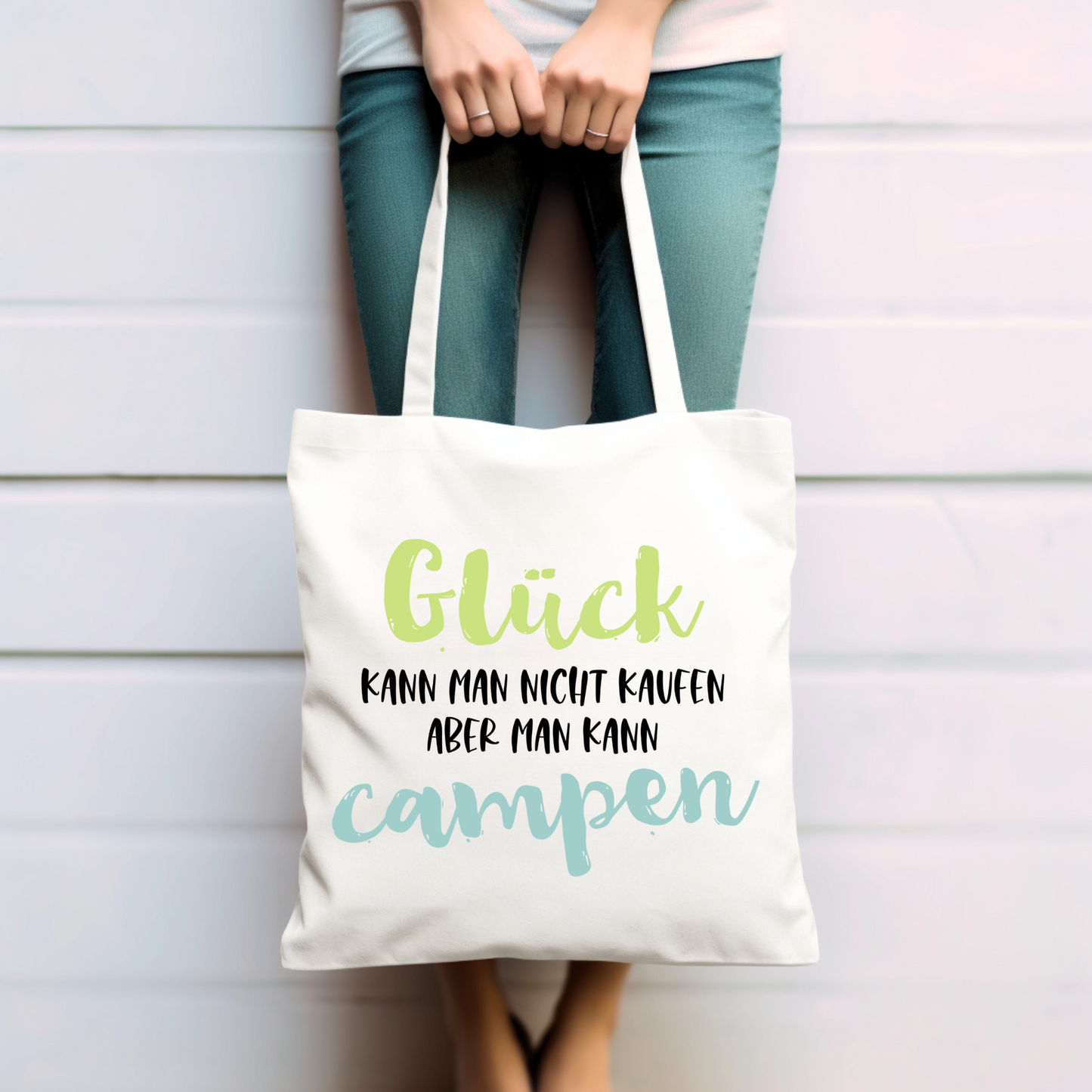 Glück kann man nicht kaufen aber man kann campen - Baumwolltasche