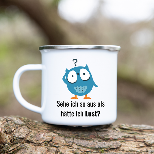 Sehe ich so aus als hätte ich Lust? - Emaille Tasse (Silber)