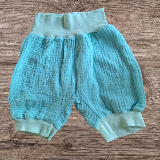 Größe 98/104, Kurze Hose, Pumphose, Musselin, türkis
