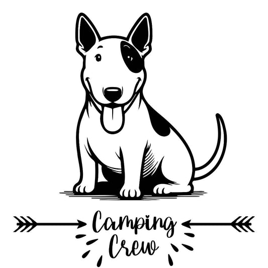 Bullterrier, Aufkleber - Autoaufkleber, Vinylaufklber Camping Crew, on tour