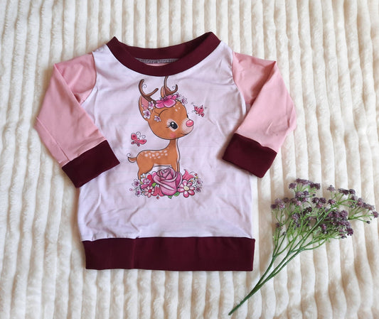 Größe 80/86 - Pullover, Hoodie, Reh, rosa