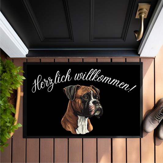 Fußmatte herzlich willkommen, Boxer  - Fußmatte 60x40cm