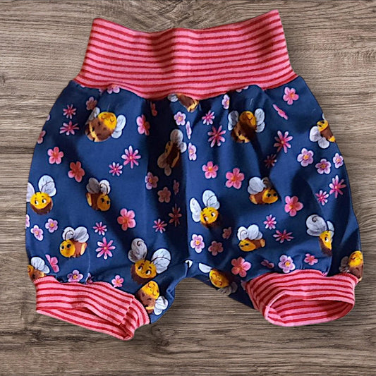 Größe 80/92, Kurze Hose, Pumphose, Jersey, Hummeln, Bienen, Blumen