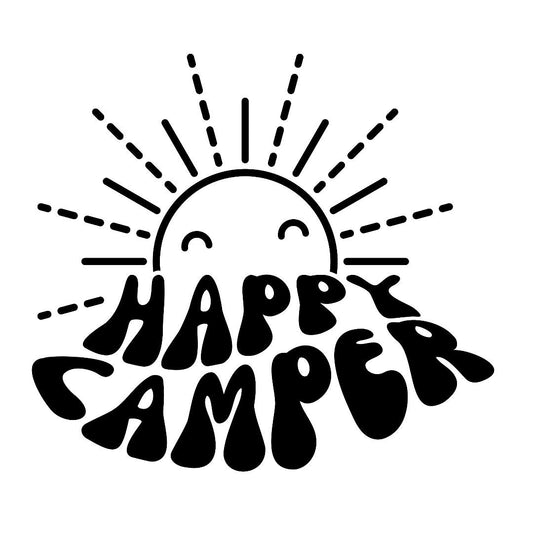 Happy Camper, Camping, Wohnwagen, Aufkleber - Autoauflkeber, Vinylaufklber