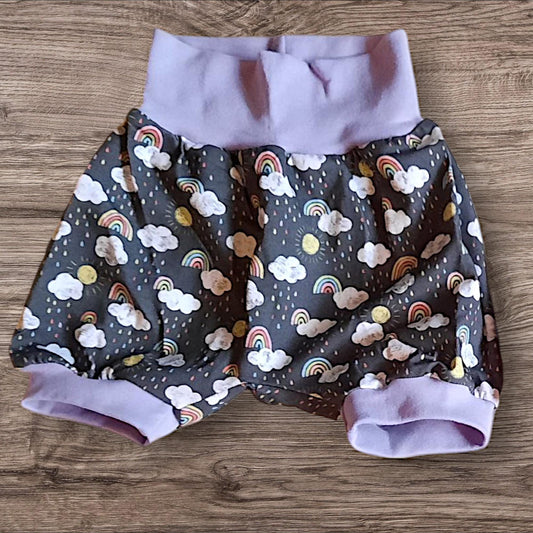 Größe 80/92, Kurze Hose, Pumphose, Jersey, Regenbogen