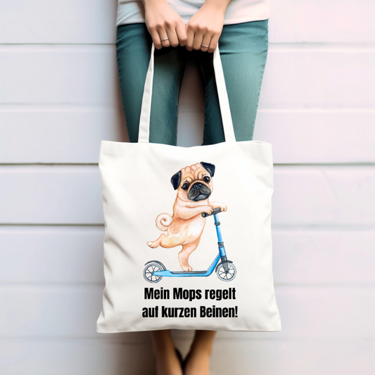 Mein Mops regelt auf kurzen Beinen. - Baumwolltasche