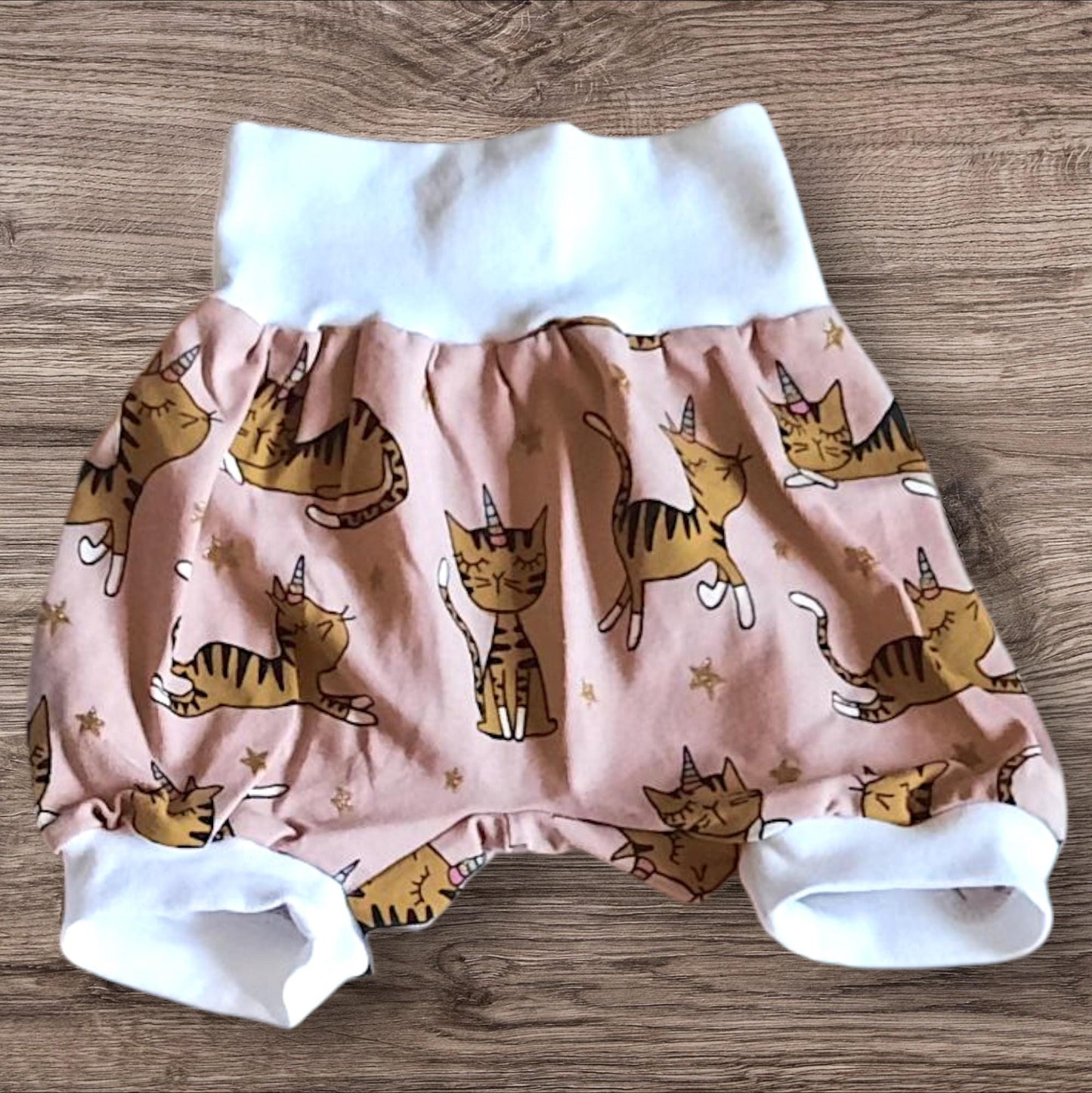 Größe 68/74, Kurze Hose, Pumphose, Jersey, Katzen rosa, Einhorn