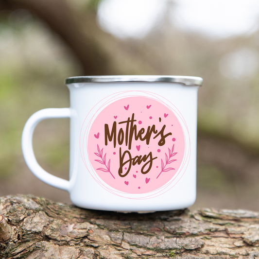 Happy Mothersday - Emaille Tasse (Silber)