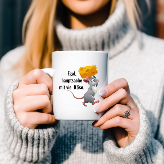Egal, Hauptsache mit viel Käse. - Tasse zweifarbig