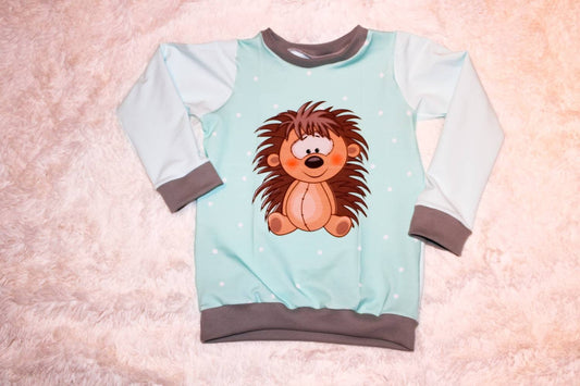 Größe 116/122 - Pullover mit Igel-Panel