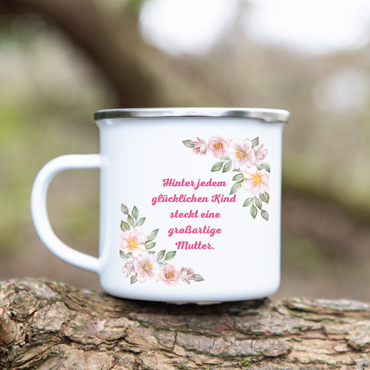 Muttertag, Mama  - Emaille Tasse (Silber)