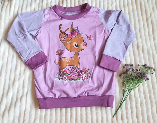 Größe 104/110 - Pullover mit Reh-Panel