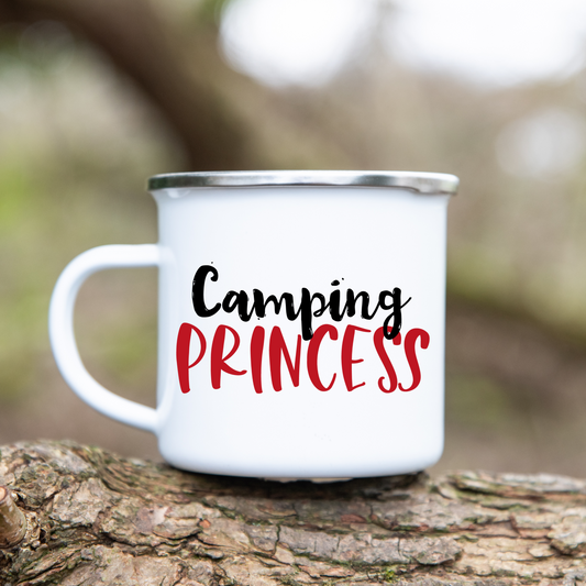 Camping princess - Emaille Tasse (Silber)