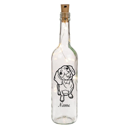 Leuchtflaschen Dackel, individuell mit Name, Hund, Hunde,