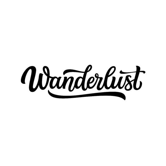 Wanderlust, wandern, Camper, Camping, Wohnwagen, Aufkleber - Autoauflkeber, Vinylaufklber