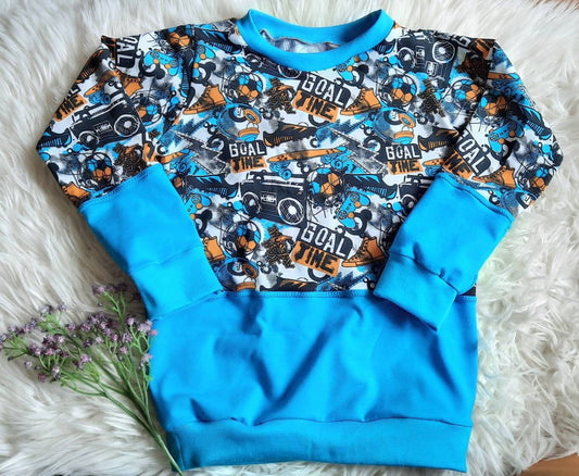 Pullover / Hoodie Gr. 116/122 - Skater, Jungs, blau, Fußball