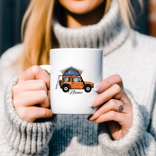 Camping, Dachzelt, Jeep - Tasse glossy