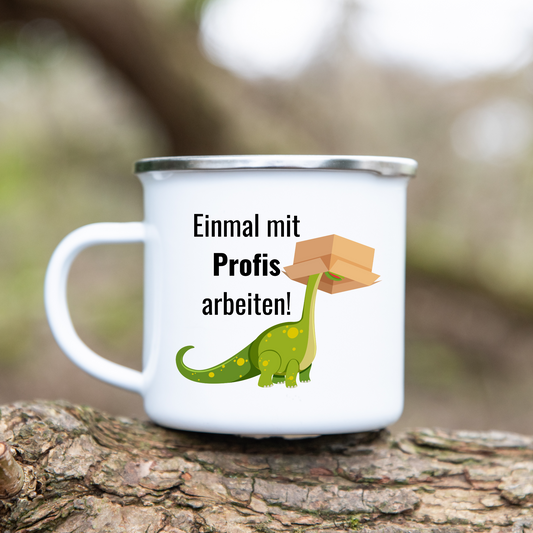 Einmal mit Profis arbeiten! - Emaille Tasse (Silber)