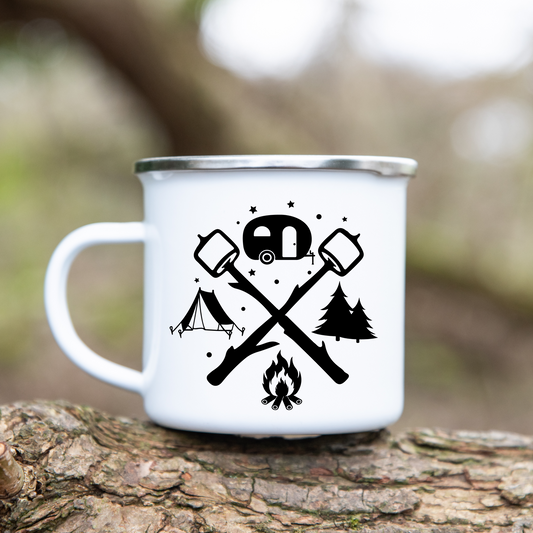 Camping  - Emaille Tasse (Silber)