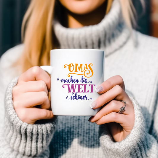 Und was machen die Welt schöner? - Tasse glossy