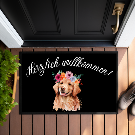 Fußmatte herzlich willkommen Golden Retriver - Fußmatte 60x40cm