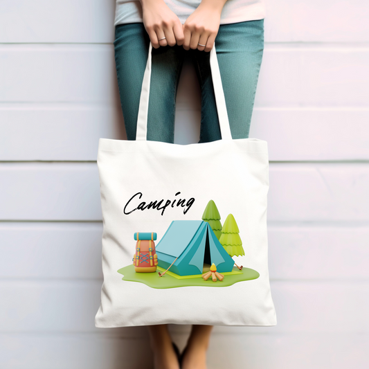 Camping, Zelt - Baumwolltasche