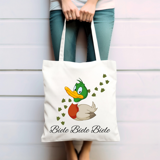 Ente, biele biele biele, lustige - Baumwolltasche