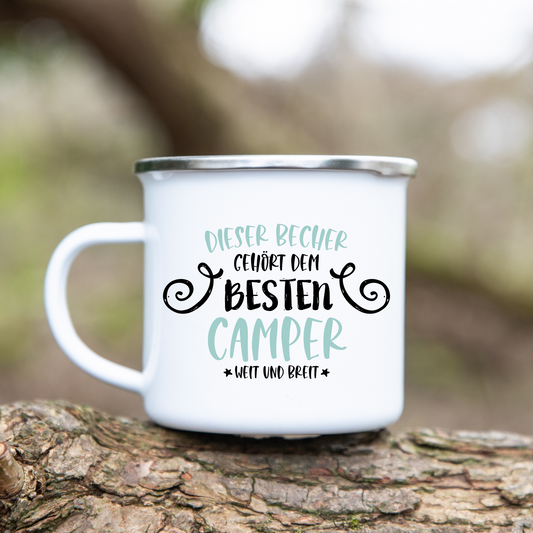 Bester camper - Emaille Tasse (Silber)