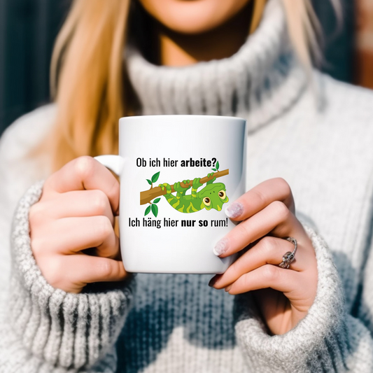 Ich hänge hier nur so rum! - Tasse zweifarbig